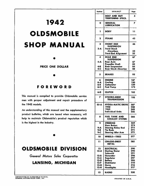 Service Manual for 1942-1948 Oldsmobile