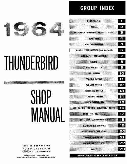Service Manual for 1964 Ford Thunderbird