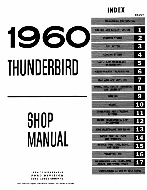 Service Manual for 1960 Ford Thunderbird