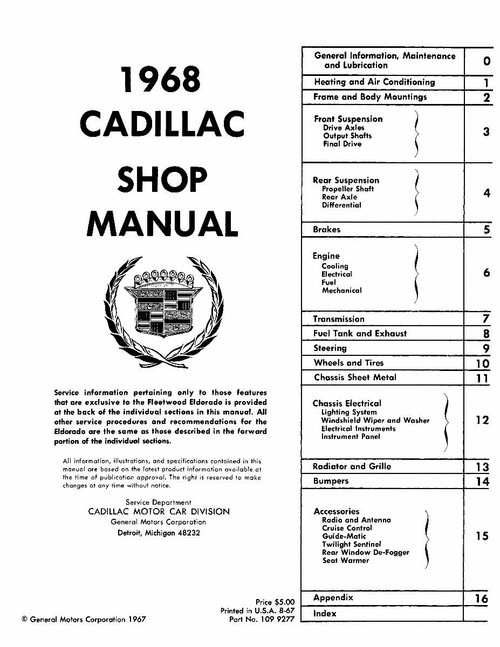 Service Manual for 1968 Cadillac