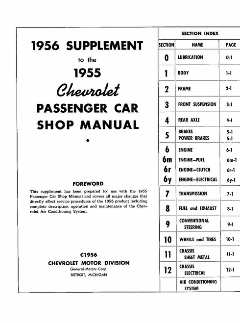 Service Manual for 1956 Chevrolet
