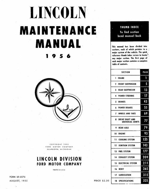 Service Manual for 1956-57 Lincoln