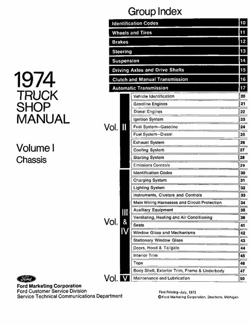 Service Manual for 1974 Ford Truck (5 Vol)