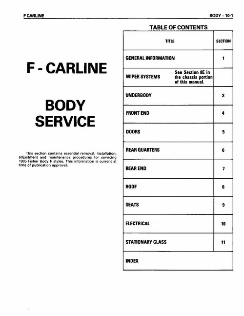 Service Manual for 1985 Chevy Camaro Service Manual for 1985 Chevy Camaro