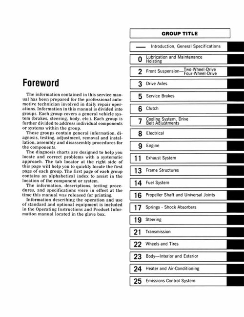 Service Manual for 1987 Dodge Dakota Truck
