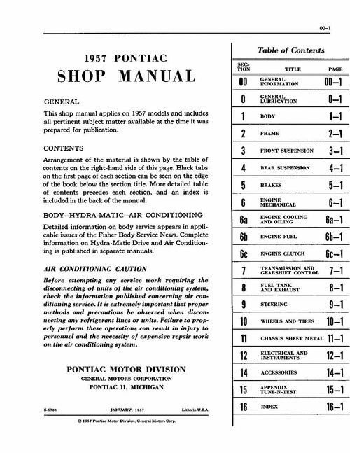 Service Manual for 1957 Pontiac