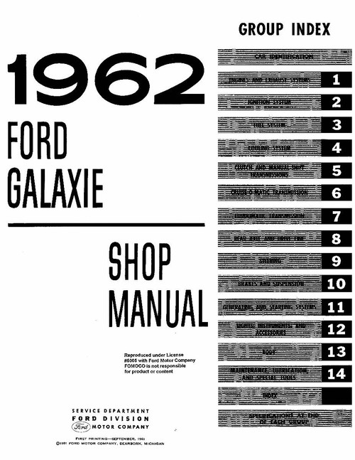 Service Manual for 1962-1963 Ford Galaxie
