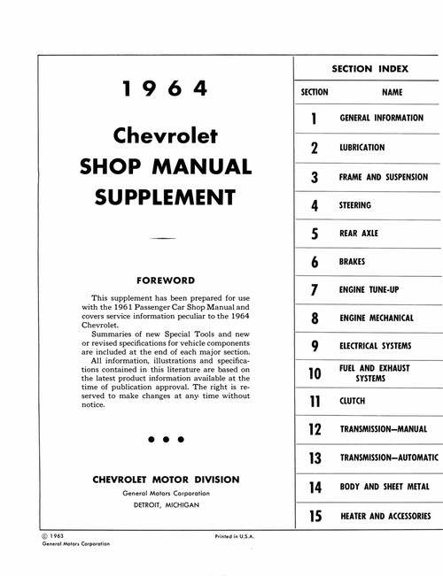 Service Manual for 1964 Chevrolet