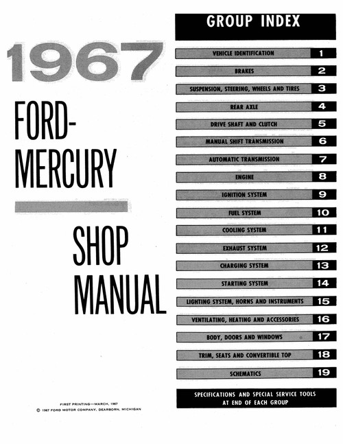 Service Manual for 1967 Ford, Mercury