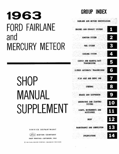 Service Manual for 1962-1964 Ford Fairlane