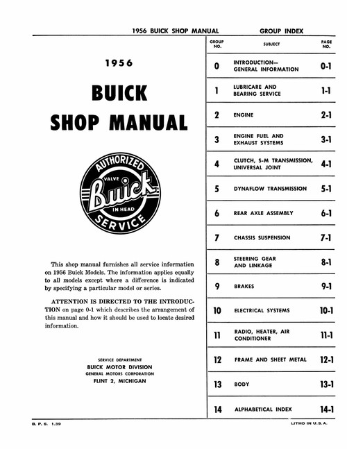 Service Manual for 1956 Buick All Models