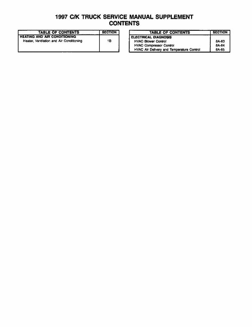 Service Manual for 1997 Chevrolet, GMC C/K Truck, Tahoe AC Supplement