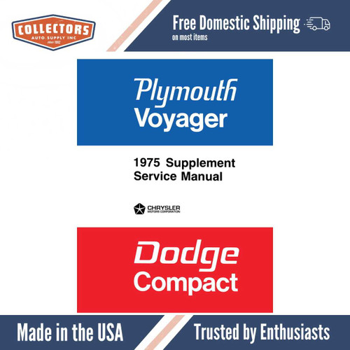 Service Manual for 1975 Plymouth Voyager, Dodge Compact Van