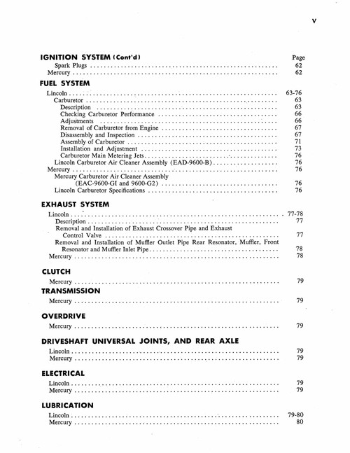 Service Manual for 1953 Lincoln, Mercury Body/Chassis