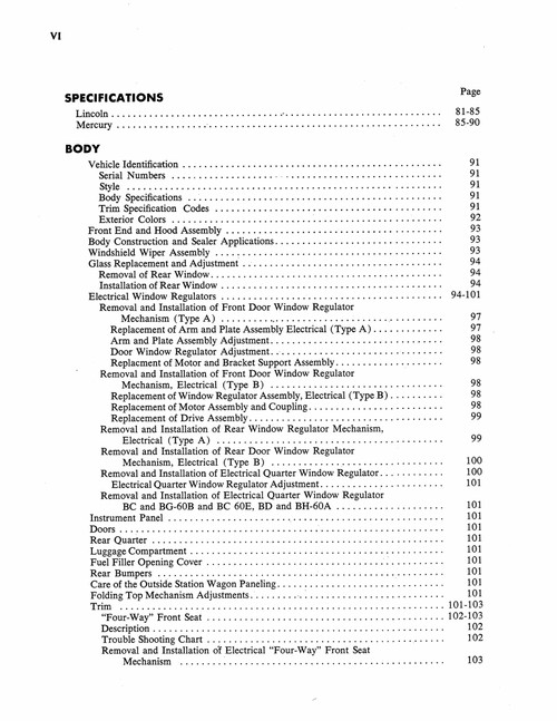 Service Manual for 1953 Lincoln, Mercury Body/Chassis