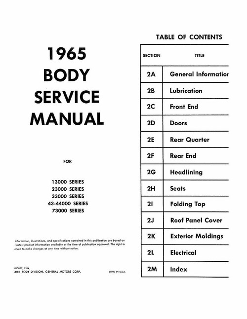 Service Manual for 1965 Chevrolet Chevelle, Nova, Corvair