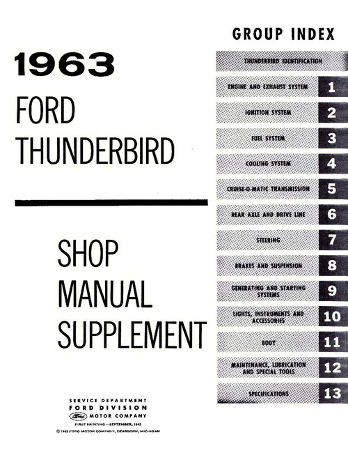 Service Manual for 1962-1963 Ford Thunderbird