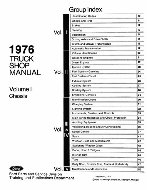 Service Manual for 1976 Ford Truck (5 Vol) Service Manual for 1976 Ford Truck (5 Vol)