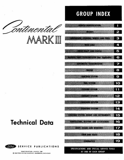 Service Manual for 1968-1969 Lincoln Continental Mark III