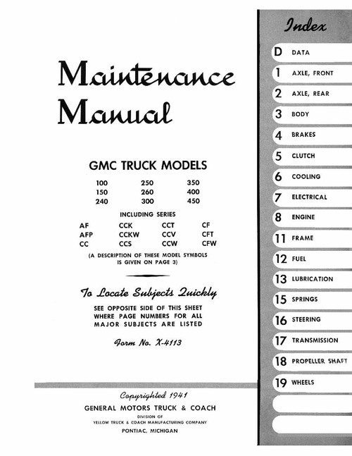 Service Manual for 1941-1942 GMC Truck Service Manual for 1941-1942 GMC Truck