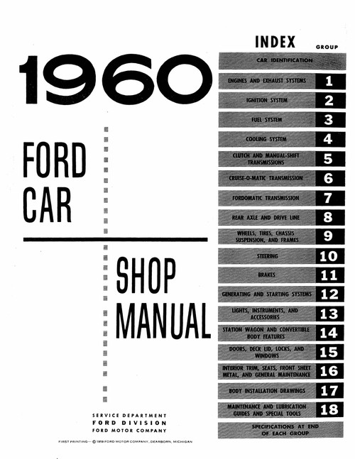 Service Manual for 1960 Ford