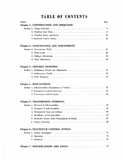Transmission Service Manual for 1958 Edsel