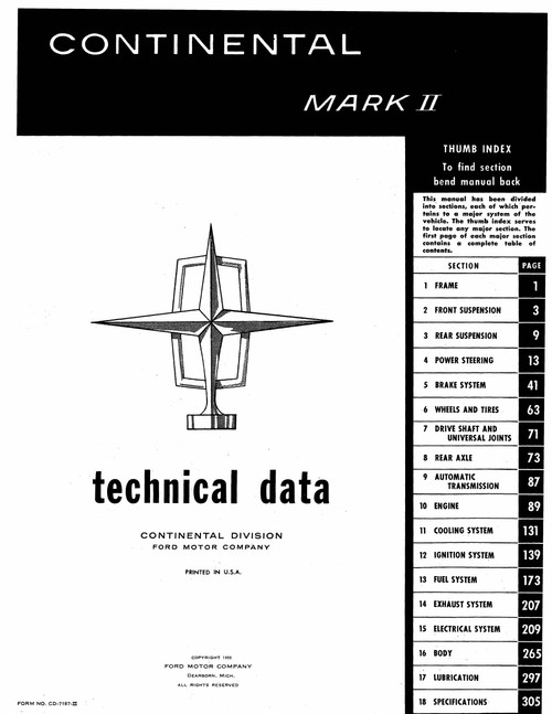 Service Manual for 1956-57 Continental Mark II