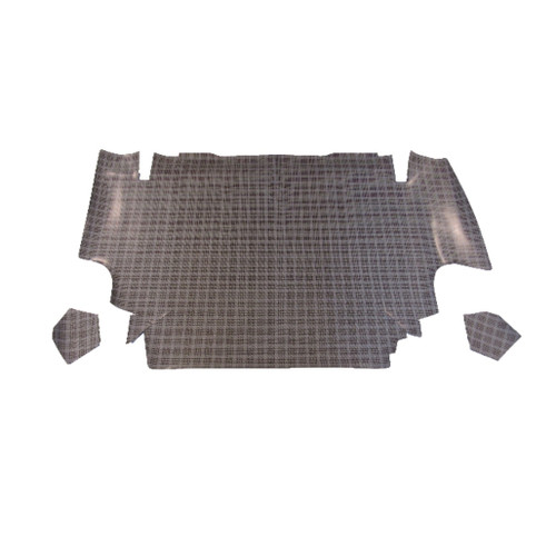 Trunk Floor Mat Cover for 67-68 Ford Mustang Fastback, Rubber Small Plaid, Front Area, Mustang Plaid Color, Made in USA.