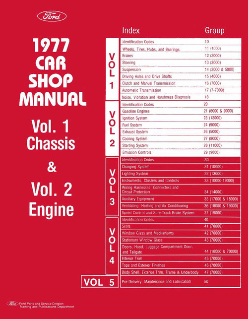 Service Manual for 1977 Ford and Lincoln and Mercury (5 Vol)