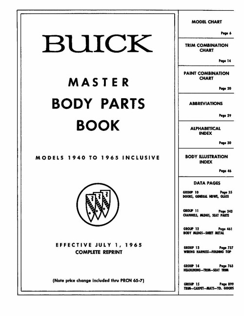 Parts Catalog for 1954-1964 Buick