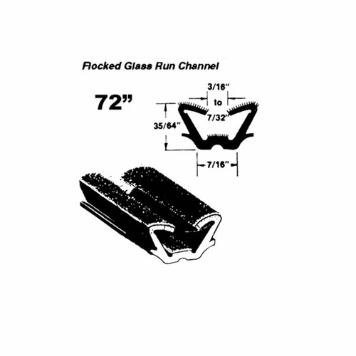 Flocked Glass Run Channel for Universal Applications 1 Piece Rear Rubber