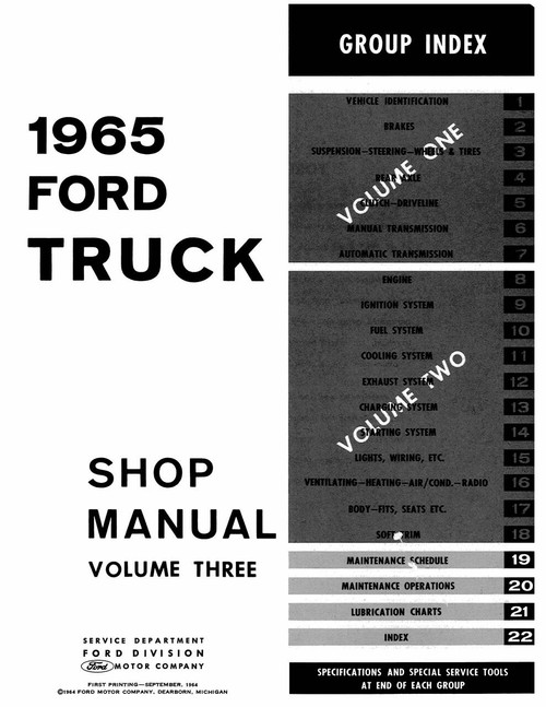Service Manual for 1965 Ford Truck 3 Vol Set