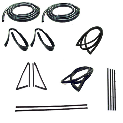 1967-1972 Chevrolet/GMC Door Seal Window Sweeps Channel KitChrome - Large for Convertible - Front & Rear, Left & Right