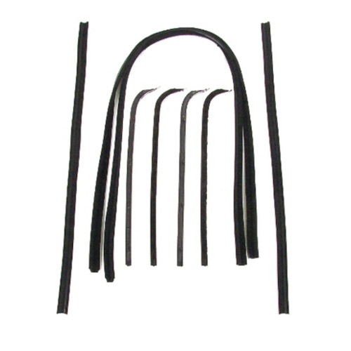Window Sweeps Felt Kit Chrome Front Left and Right 6pc. for Ford F-Series - High Quality Weatherstrip Seal Replacement