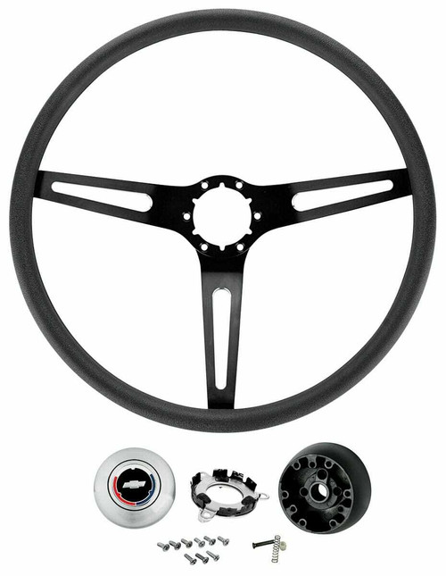 Steering Wheel Kit for 1967-1968 Chevy Chevelle, Corvair El Camino Black 3-Spoke