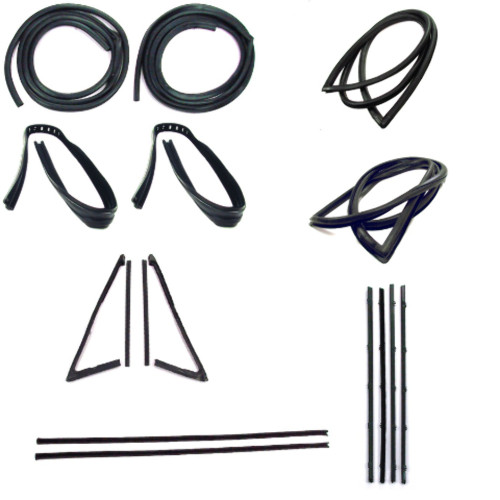 1967-1972 Chevrolet/GMC Door Seal Window Sweeps Channel Kit - Black Large for Convertible Vehicles - Front & Rear, Left/Right