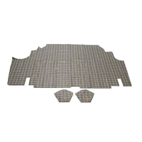 Trunk Floor Mat Cover for 1965-66 Ford Mustang Fastback, Vinyl Small Plaid, Front Area, Mustang Plaid Color, Vinyl Material.