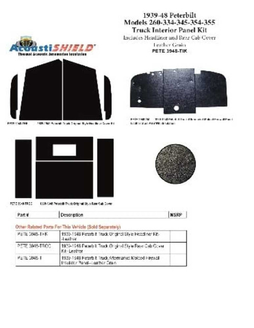 1938-1948 Peterbilt Truck Interior Panel Kit 280-350 (ABS PLASTIC)
