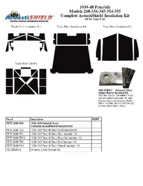 Complete Interior Insulation Kit for 1939-1948 Peterbilt Truck