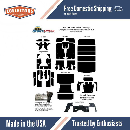 Insulation Sound Deadener Kit for 1957-58 Ford Panel Delivery Van Sedan Complete
