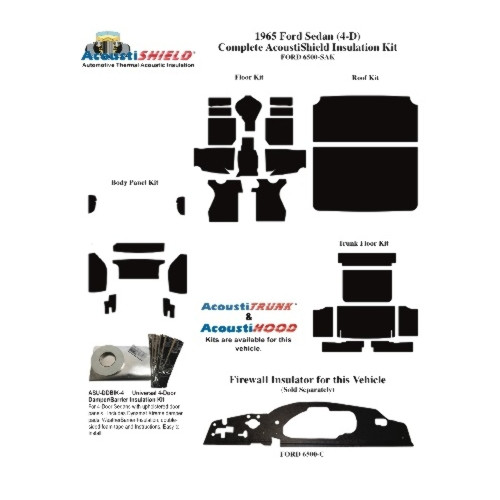 Insulation Sound Deadener Kit for 1965 Ford Sedan Acoustishield