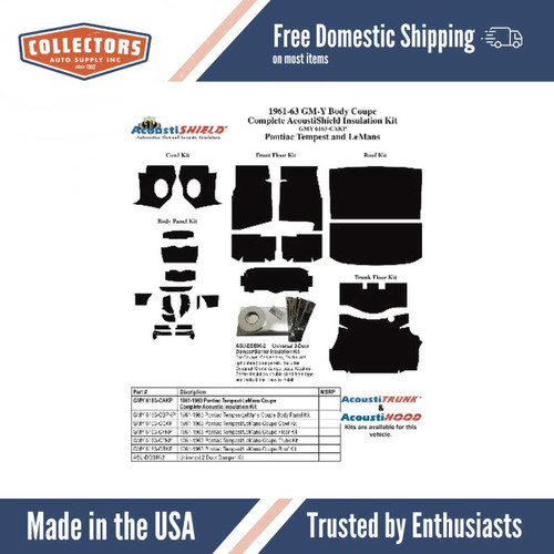Insulation Sound Deadener Kit for 1961-1963 Pontiac Coupe Acoustishield Floor