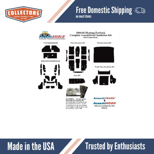 Insulation Sound Deadener Kit for 64-66 Mustang Fastback Acoustishield Complete