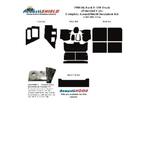 Insulation Sound Deadener Kit for 80-86 Ford Truck Extended Cab Pickup Complete
