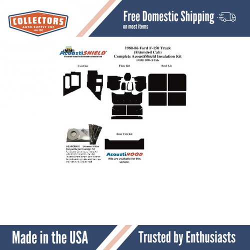 Insulation Sound Deadener Kit for 80-86 Ford Truck Extended Cab Pickup Complete