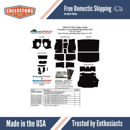 1961-1963 Buick Electra and Buick LeSabre Insulation Sound Deadener Kit Sedan Complete