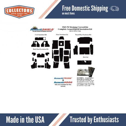 Insulation Sound Deadener Kit for 69-70 Ford Mustang Convertible Shield Complete