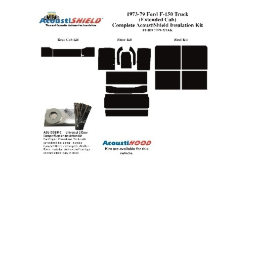 Insulation Sound Deadener Kit for 73-79 Ford Truck Extended Cab Pickup Complete