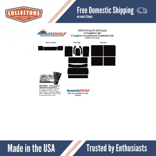 Insulation Sound Deadener Kit for 73-79 Ford Truck Extended Cab Pickup Complete