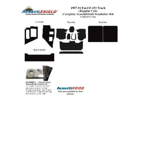 Insulation Sound Deadener Kit for 87-91 Truck Std Cab Acoustishield Complete